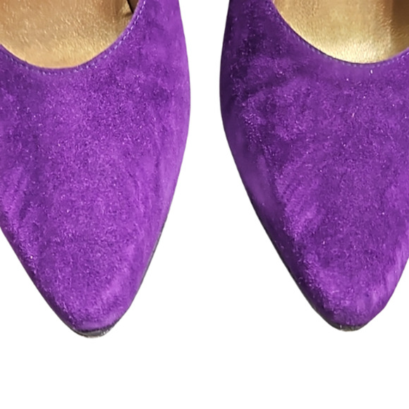 Stuart Weitzman Purple Suede Goldtone Stiletto Heel Pumps Size 7 1/2 M - Picture 3 of 15